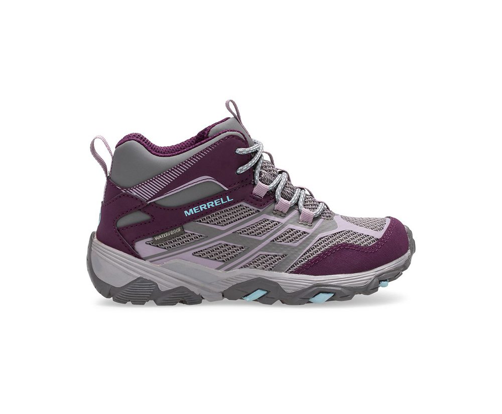 Merrell Hiking Shoes Grey - Moab FST Mid Waterproof - Kids 47SEZOGKN